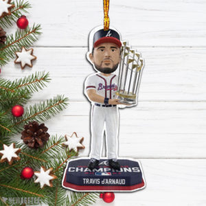 Ornament Gift Travis DArnaud Atlanta Braves 2021 World Series Champions Wood Christmas Ornament
