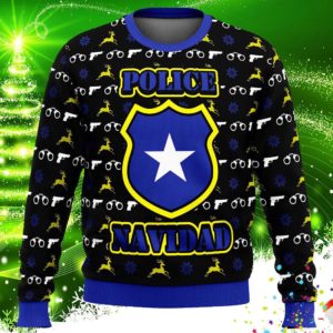 Police Navidad Ugly Christmas Knit Sweater Police Navidad Ugly Christmas Knit Sweater