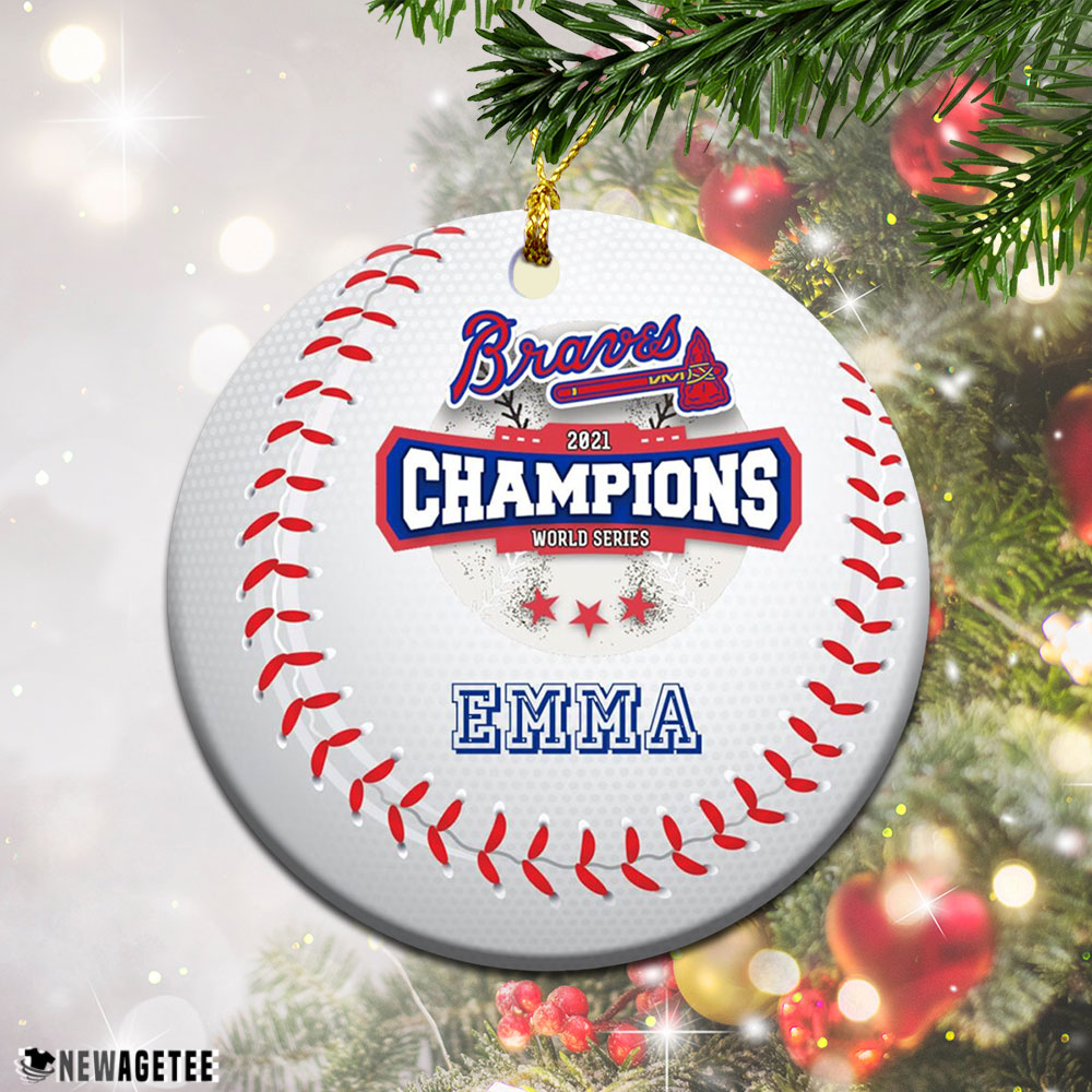 Atlanta Braves Ornament Baseball World Series 2021 Custom Name