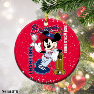 Atlanta Braves World Series Champions 2021 MLB Mickey Mouse Christmas Ornament