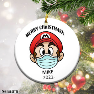 Mario Merry Christmas Ornament 2021 Personalized Custom Name