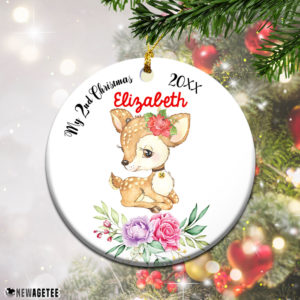 Personalized Baby Deer My Second 2nd Christmas Ornament