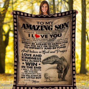 To My Amazing Son Dinosaur Mom And Son Blanket Quilt