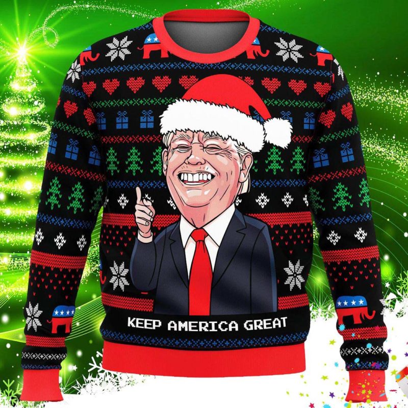 Trump Keep America Great Ugly Christmas Knit Sweater
