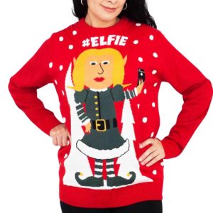 elfie Hashtag Ugly Christmas Sweater Knit Wool Sweater