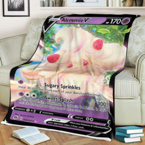 Fleece Blanket 2 Alcremie V 22 73 SWSH Champions Path Holo Ultra Rare Pokemon Card Fleece Blanket