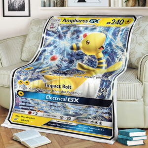 Fleece Blanket 2 Ampharos GX 43 181 SM Team Up Holo Ultra Rare Pokemon Card Fleece Blanket