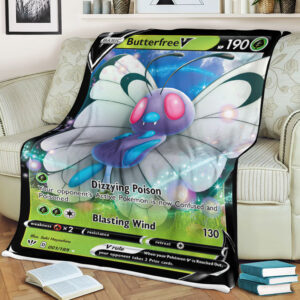 Butterfree V 1-189 SWSH Darkness Ablaze Holo Ultra Rare Pokemon Card Fleece Blanket