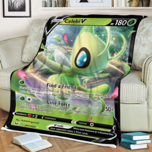 Celebi V 1-202 SWSH Base Set Holo Ultra Rare Pokemon Card Fleece Blanket