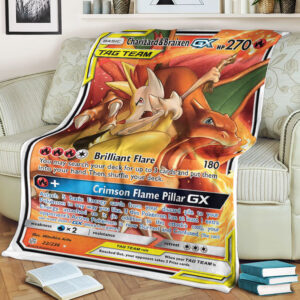 Fleece Blanket 2 Charizard Braixen GX Cosmic Eclipse Holo Ultra Rare Pokemon Card Fleece Blanket