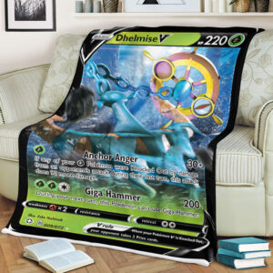 Dhelmise V 9-72 SWSH Shining Fates Holo Ultra Rare Pokemon Card Fleece Blanket