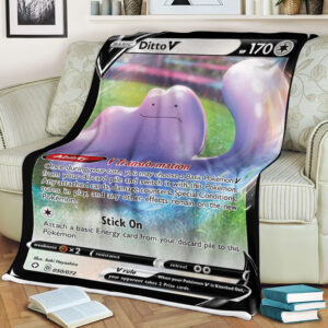 Ditto V Shining Fates Holo Ultra Rare Pokemon Card Fleece Blanket