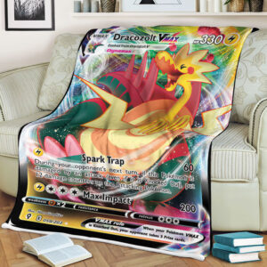 Fleece Blanket 2 Dracozolt VMAX Evolving Skies Full Art Holo Ultra Rare Pokemon Card Fleece Blanket