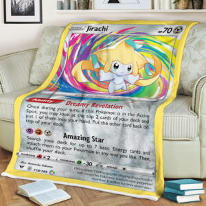 Jirachi 119-185 Vivid Voltage Amazing Rare Pokemon Card Fleece Blanket