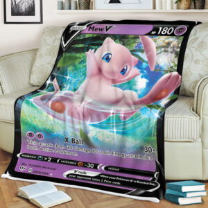 Mew V Darkness Ablaze Holo Ultra Rare Pokemon Card Fleece Blanket