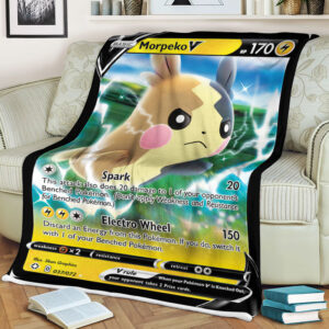 Morpeko V 37-72 SWSH Shining Fates Holo Ultra Rare Pokemon Card Fleece Blanket