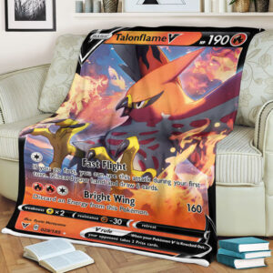 Talonflame V 29-185 Vivid Voltage Holo Ultra Rare Pokemon Card Fleece Blanket