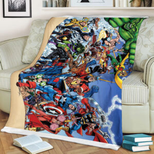 The Avengers Lithograph by George Perez Fleece Blanket