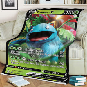 Venusaur V 1-73 SWSH Champion’s Path Holo Ultra Rare Pokemon Card Fleece Blanket