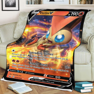 Victini V 25-202 SWSH Base Set Holo Ultra Rare Pokemon Card Fleece Blanket
