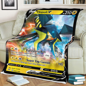 Fleece Blanket 2 Vikavolt V Darkness Ablaze Holo Ultra Rare Pokemon Card Fleece Blanket