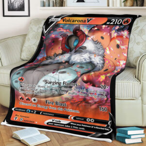 Volcarona V 21-203 SWSH Evolving Skies Holo Ultra Rare Pokemon Card Fleece Blanket