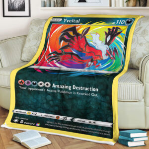 Fleece Blanket 2 Yveltal Shining Fates Amazing Rare Pokemon Card Fleece Blanket
