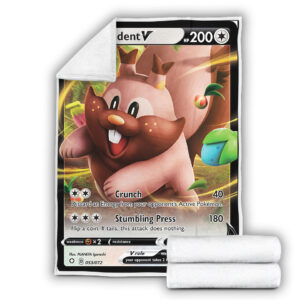 Greedent V Shining Fates Holo Ultra Rare Pokemon Card Fleece Blanket