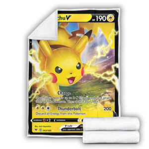 Fleece Blanket 4 Pikachu V 43 185 Vivid Voltage Holo Ultra Rare Pokemon Card Fleece Blanket