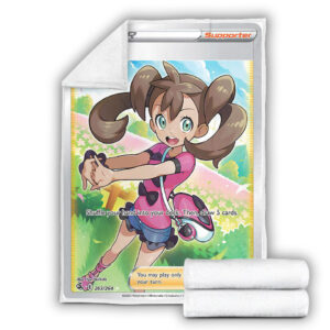 Fleece Blanket 4 Shauna SWSH Fusion Strike Full Art Holo Ultra Rare Pokemon Card Fleece Blanket