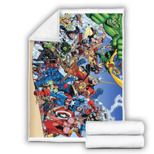 Fleece Blanket 4 The Avengers Lithograph by George Perez Fleece Blanket