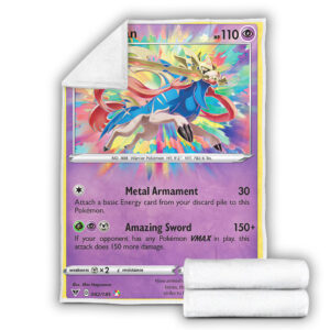 Fleece Blanket 4 Zacian 82 185 Vivid Voltage Amazing Rare Pokemon Card Fleece Blanket