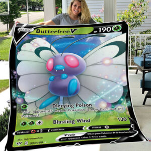 Fleece Blanket 6 ... Butterfree V 1 189 SWSH Darkness Ablaze Holo Ultra Rare Pokemon Card Fleece Blanket