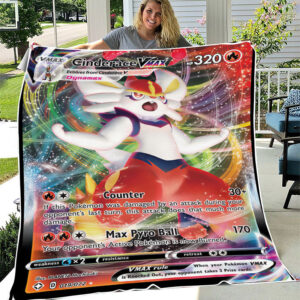 Fleece Blanket 6 ... Cinderace VMAX 19 72 SWSH Shining Fates Holo Ultra Rare Pokemon Card Fleece Blanket