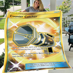 Counter Catcher 120-111 SM Crimson Invasion Secret Rare Full Holo Pokemon Card Fleece Blanket