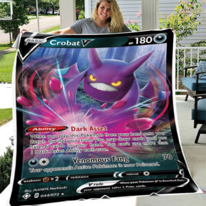 Crobat V 44-172 SWSH Shining Fates Holo Ultra Rare Pokemon Card Fleece Blanket