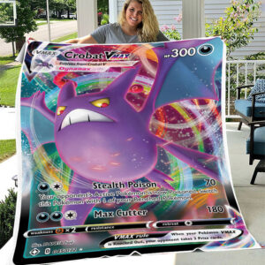 Crobat VMAX SWSH Shining Fates Holo Ultra Rare Pokemon Card Fleece Blanket