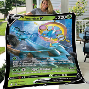 Fleece Blanket 6 ... Dhelmise V 9 72 SWSH Shining Fates Holo Ultra Rare Pokemon Card Fleece Blanket