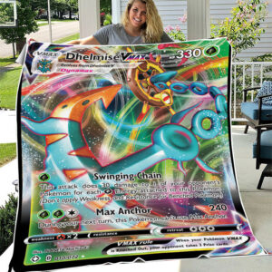 Fleece Blanket 6 ... Dhelmise VMAX 10 72 SWSH Shining Fates Holo Ultra Rare Pokemon Card Fleece Blanket