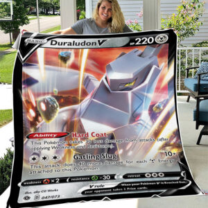 Fleece Blanket 6 ... Duraludon V Champions Path Holo Ultra Rare Pokemon Card Fleece Blanket