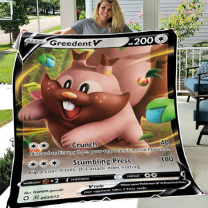 Fleece Blanket 6 ... Greedent V Shining Fates Holo Ultra Rare Pokemon Card Fleece Blanket