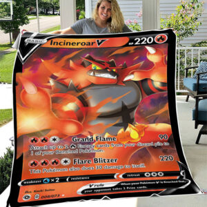 Fleece Blanket 6 ... Incineroar V 8 73 SWSH Champions Path Holo Ultra Rare Pokemon Card Fleece Blanket