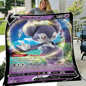 Fleece Blanket 6 ... Indeedee V 39 72 SWSH Shining Fates Holo Ultra Rare Pokemon Card Fleece Blanket