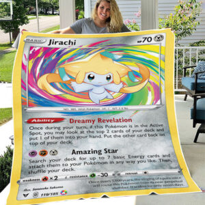 Fleece Blanket 6 ... Jirachi 119 185 Vivid Voltage Amazing Rare Pokemon Card Fleece Blanket