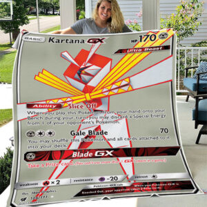 Fleece Blanket 6 ... Kartana GX 106 111 SM Crimson Invasion Ultra Rare Full Art Holo Pokemon Card Fleece Blanket