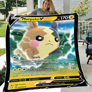 Morpeko V 37-72 SWSH Shining Fates Holo Ultra Rare Pokemon Card Fleece Blanket Morpeko V 37-72 SWSH Shining Fates Holo Ultra Rare Pokemon Card Fleece Blanket