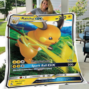 Fleece Blanket 6 ... Raichu GX Hidden Fates Holo Ultra Rare Pokemon Card Fleece Blanket