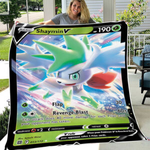 Fleece Blanket 6 ... Shaymin V 13 172 SWSH Brilliant Stars Holo Ultra Rare Pokemon Card Fleece Blanket