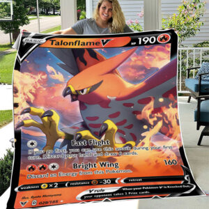 Fleece Blanket 6 ... Talonflame V 29 185 Vivid Voltage Holo Ultra Rare Pokemon Card Fleece Blanket