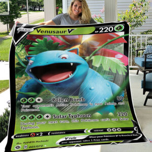 Fleece Blanket 6 ... Venusaur V 1 73 SWSH Champions Path Holo Ultra Rare Pokemon Card Fleece Blanket
